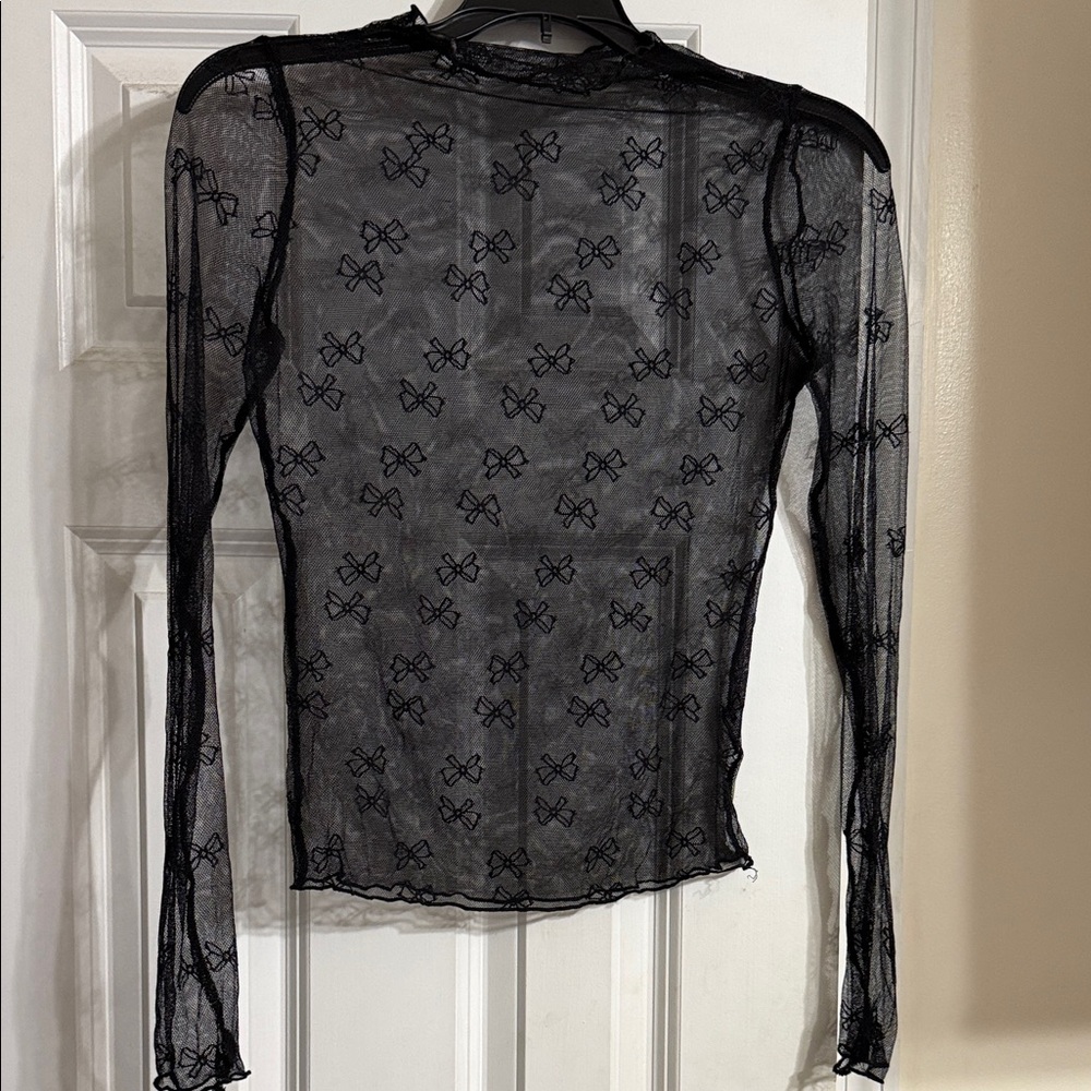Chic Sheer Black Bow Blouse and white bow blouse